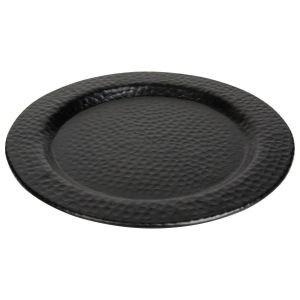 Bord rond gehamerd mat zwart¢30cm