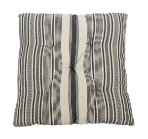 Cushion cotton button stripe blue ecru 40x40cm