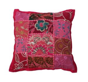 Cushion India Patchwork Fuchsia 30x30cm