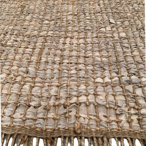 Vloerkleed gerecycled leer beige en jute 160x230cm