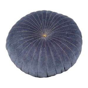 Kussen fluweel Majolica blauw gouddraad ø 40 cm rond