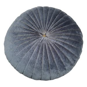 Kussen fluweel Majolica blauw gouddraad  ø 50 cm rond