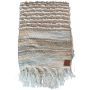 Plaid beige grey tones with fringes 130x170cm