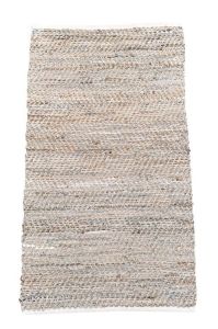 Vloerkleed 80x140cm jute gerecycled leer beige geweven 