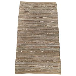 Vloerkleed gerecycled leer geweven beige goud accent 200x300cm