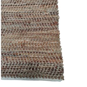 Vloerkleed jute gerecycled leer aarde tint monster 30x30cm