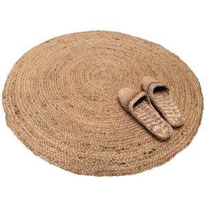 Vloerkleed gevlochten naturel jute rond 90cm