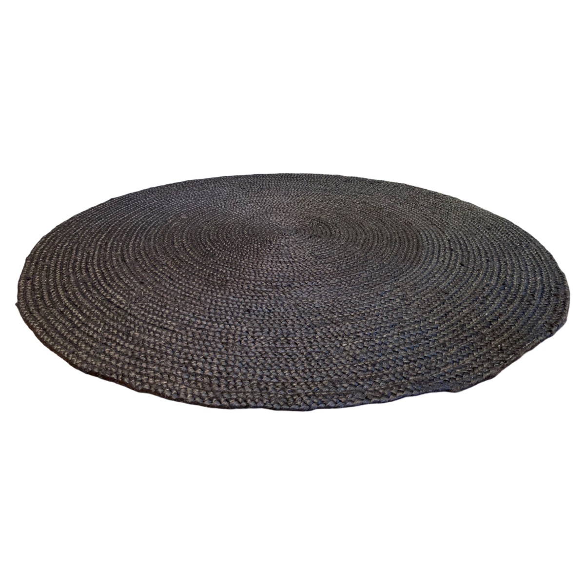 Vloerkleed gevlochten Zwart jute rond 120 cm